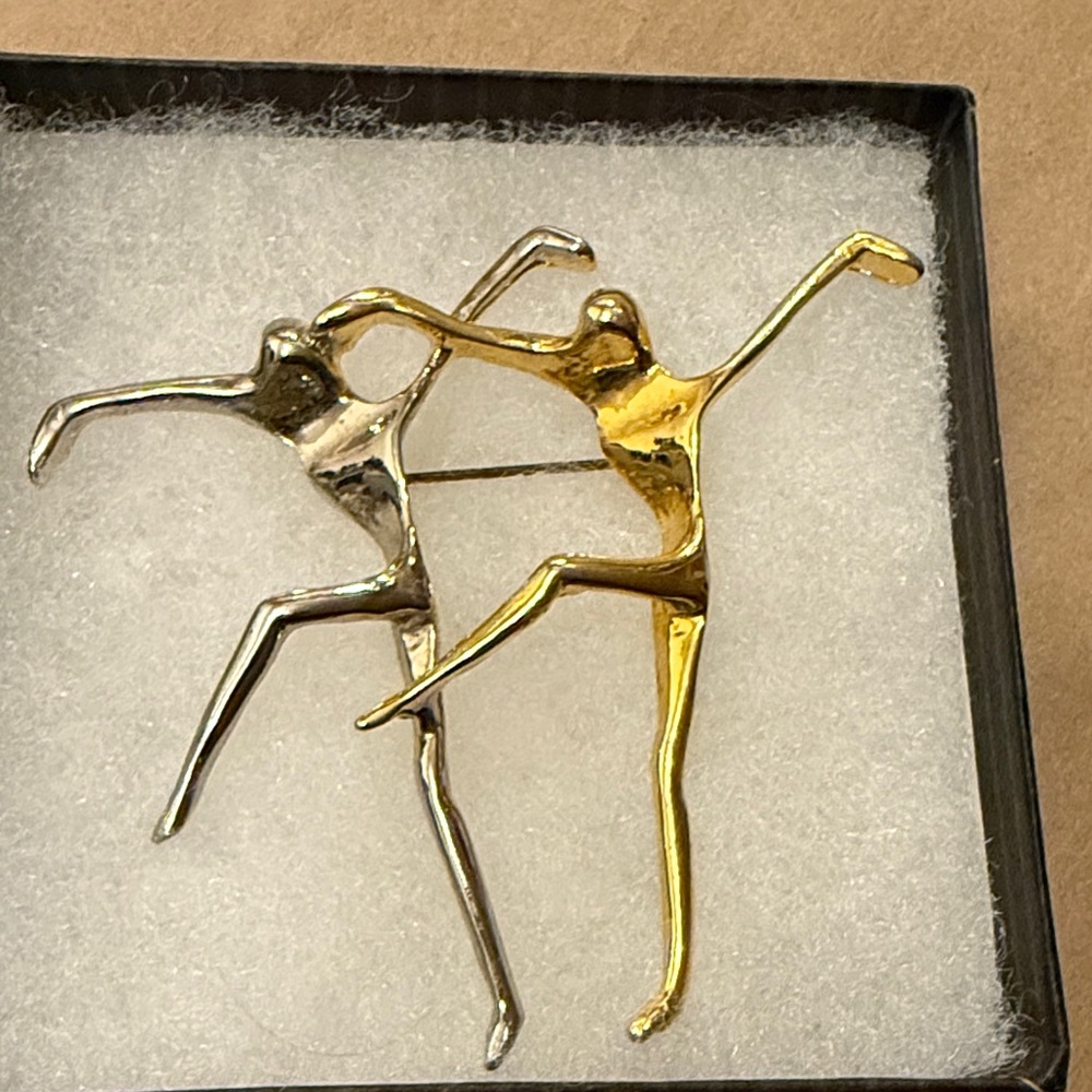 Brutalist Gold and Silver Dancer Brooch